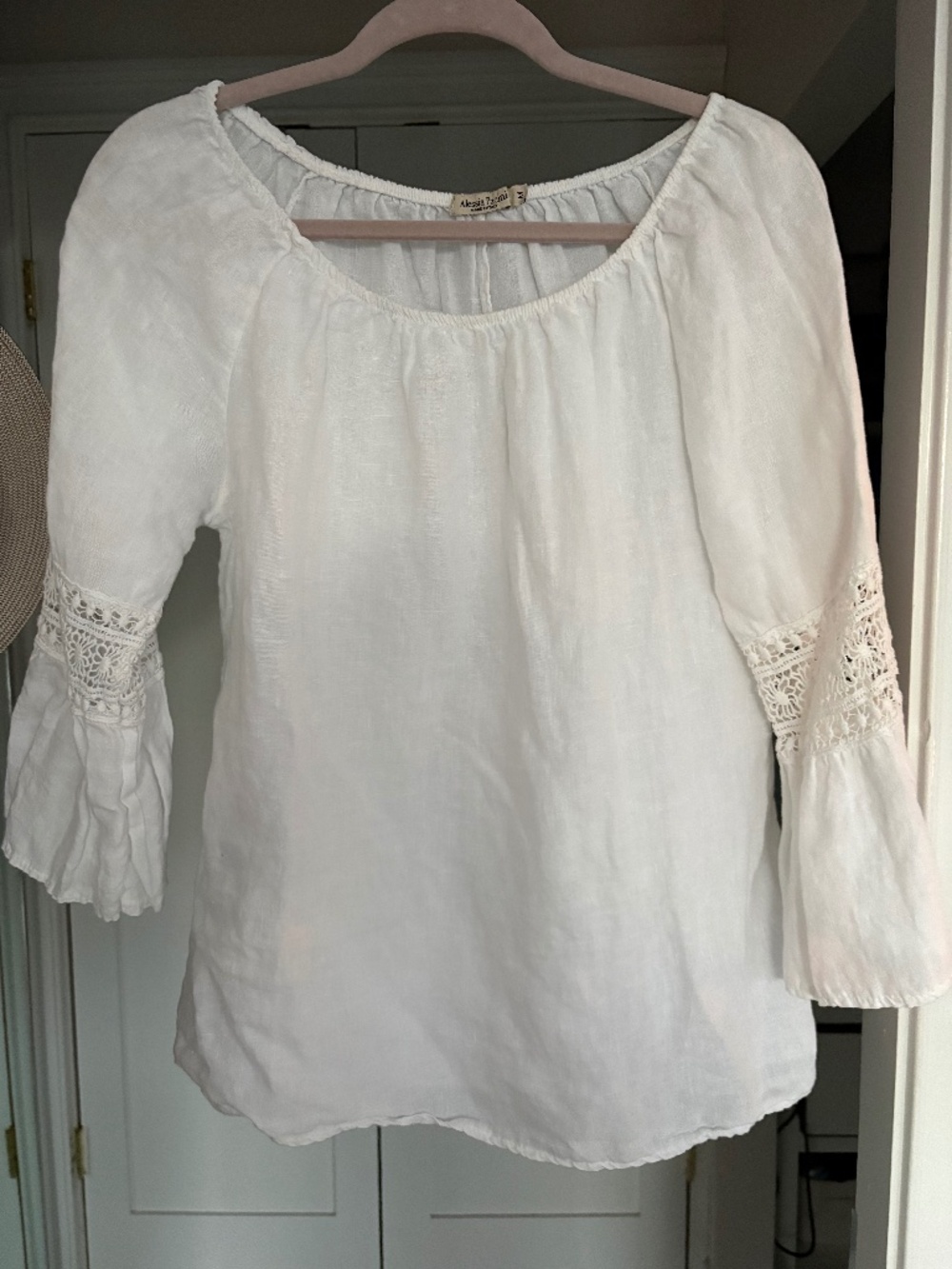 Boho white linen top size M